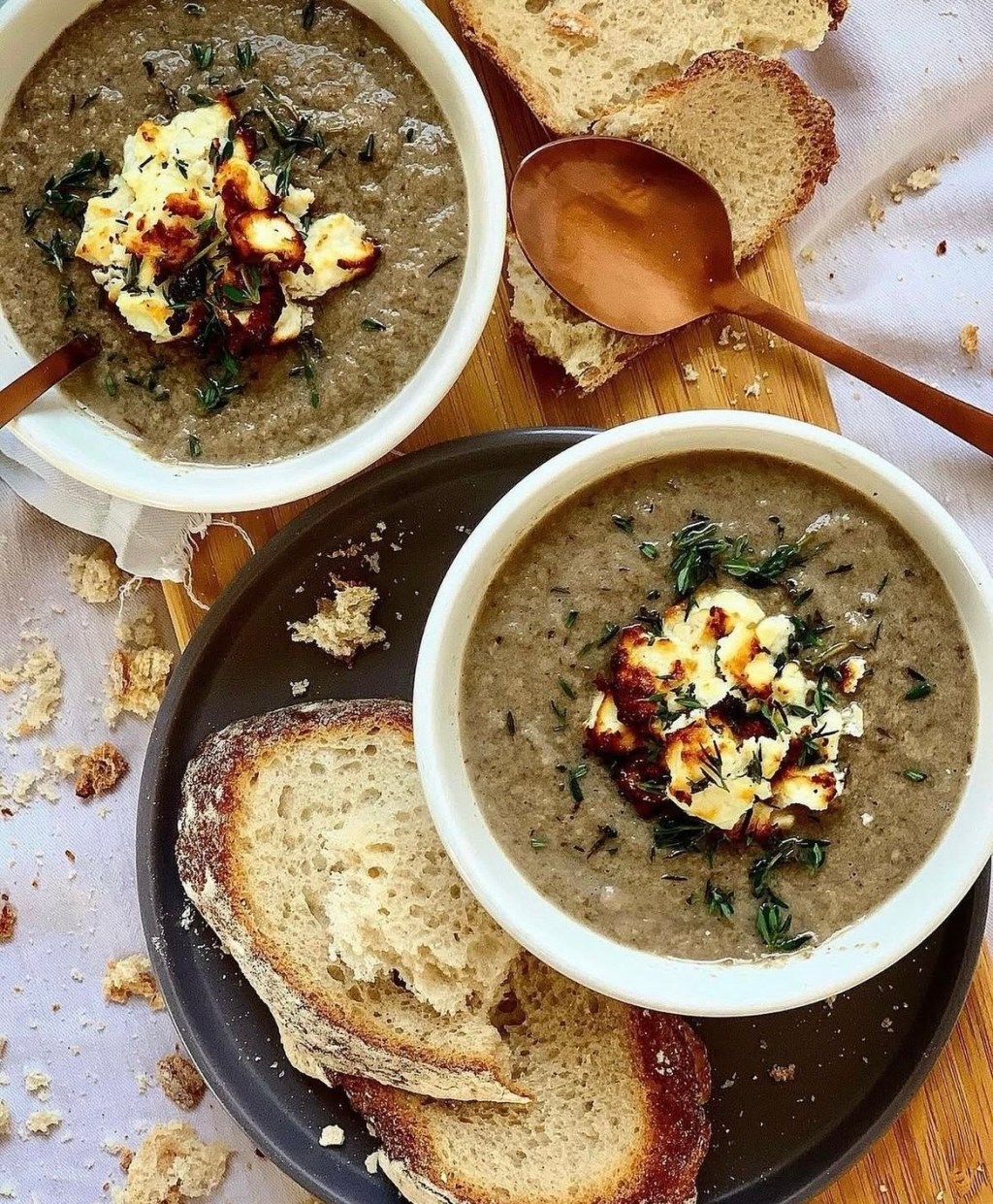 ROAST MUSHROOM SOUP WITH BAKED&nbsp;FETA