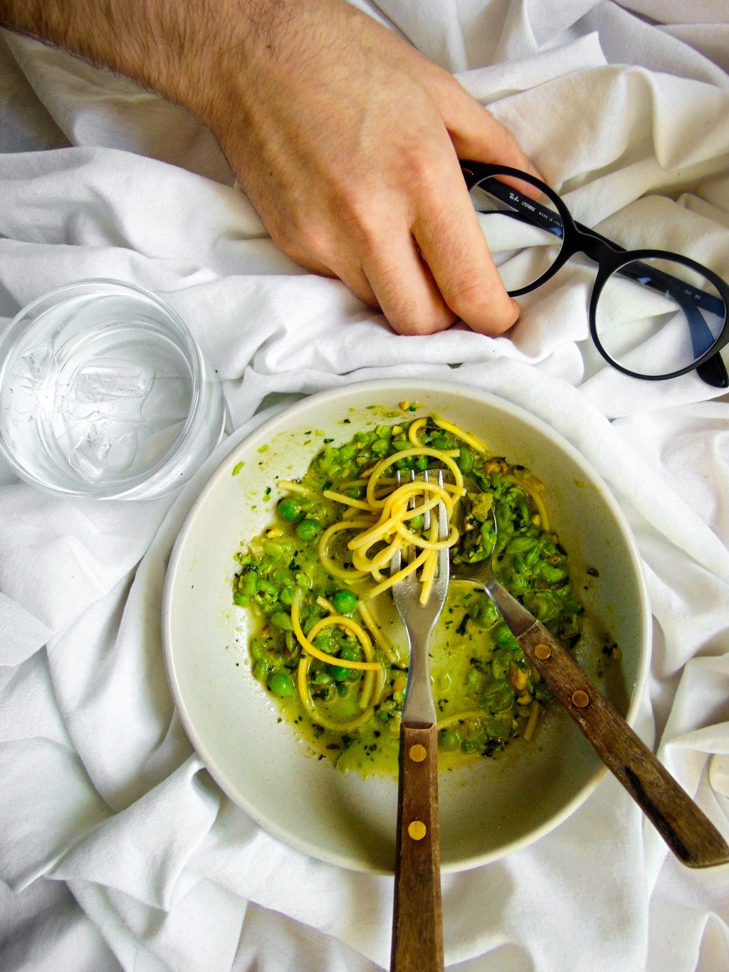 CRUSHED PEA, PRESERVED LEMON & PISTACHIO&nbsp;PASTA