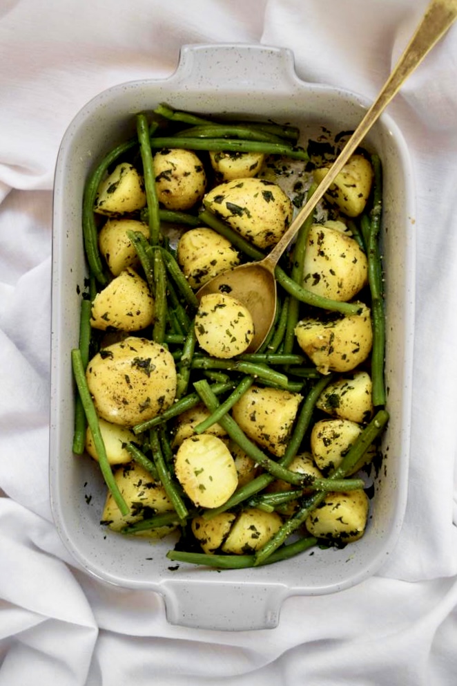 POTATOES & GREEN BEANS WITH GARLIC BASIL&nbsp;OIL