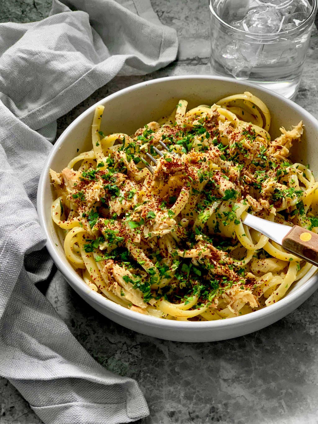 SPICY MACKEREL LINGUINE WITH SUMAC & GARLIC&nbsp;BUTTER