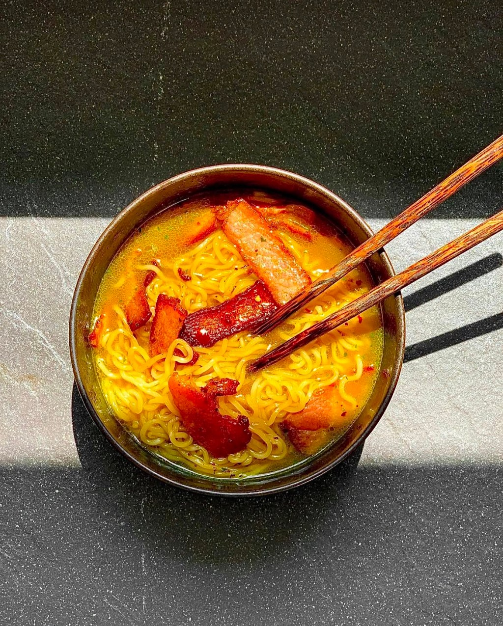 INSTANT NOODLE SOUP WITH HONEY&nbsp;BACON